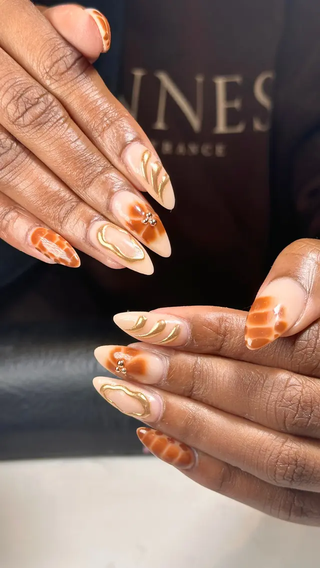 Chrome french stiletto nails