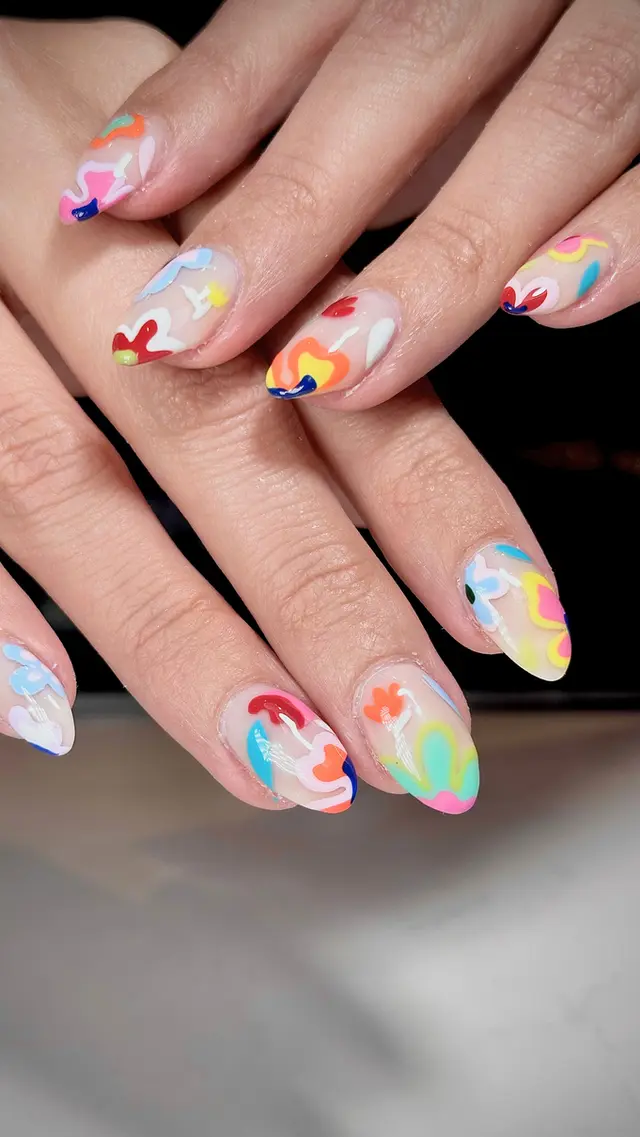 Colorful abstract nail art